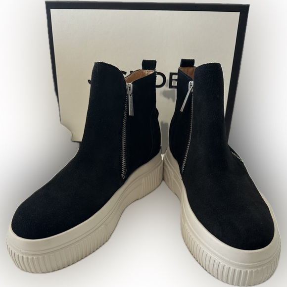 J/Slides Womens WYONA WP BlackLeather Double Zipper Ankle Boots Shoes NWT no box - Picture 8 of 10